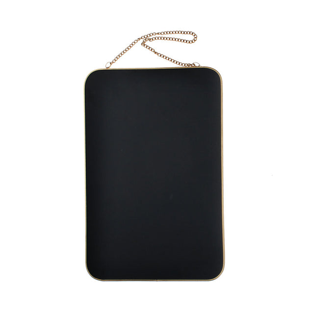 Gold Tone Rectangular Hanging Mirror Back Facing