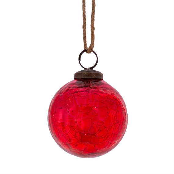 Red Crackle Glass Bauble Sass & Belle