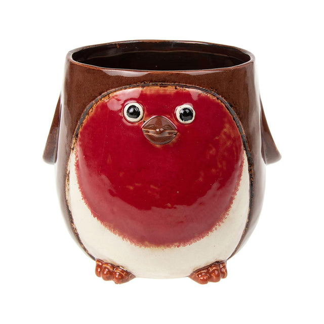 Large Village Pottery Robin Planter