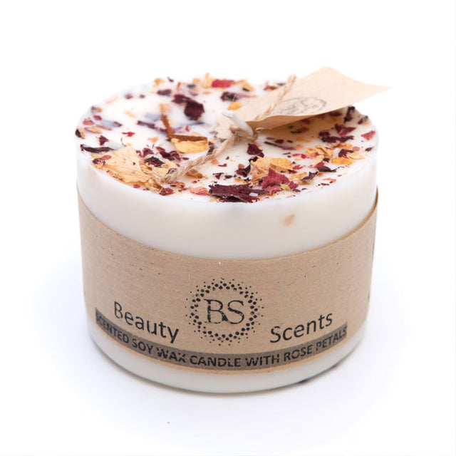 Small Jasmine Pillar Candle with Rose Petals