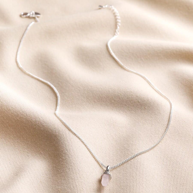 Rose Quartz Crystal Point Pendant Necklace in Silver Lisa Angel 2