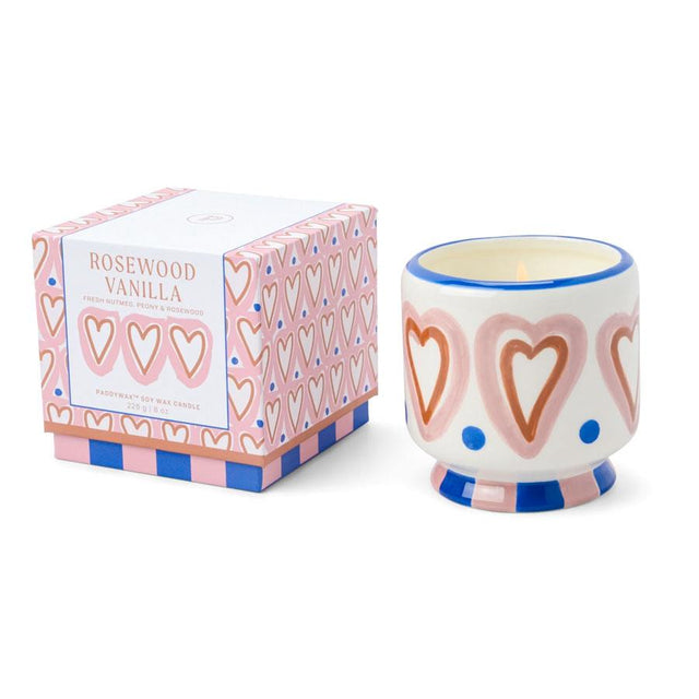 Valentines Rosewood candle view 1