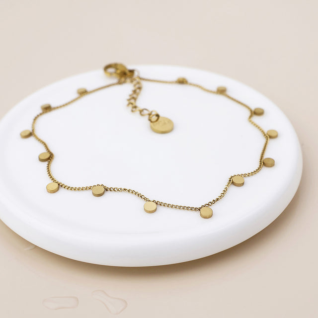 Gold Plated Tiny Disc Bracelet