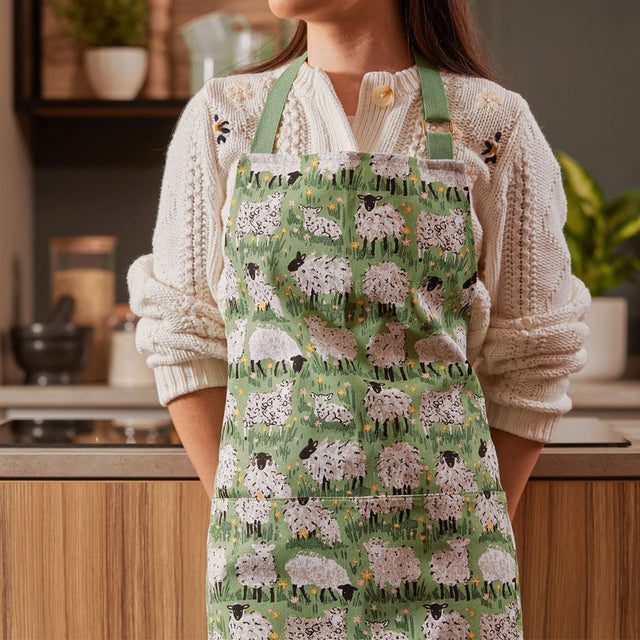 Woolly Sheep Cotton Apron on Model