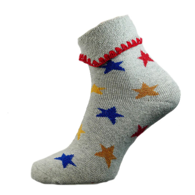 Multi Coloured Star Ankle Cuff Socks