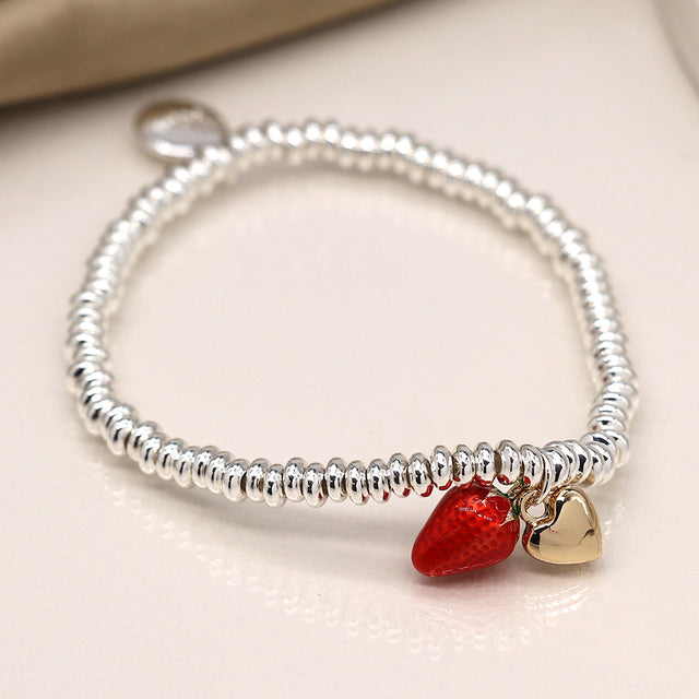 Pom Boutique Enamel Strawberry silver Plated Bracelet