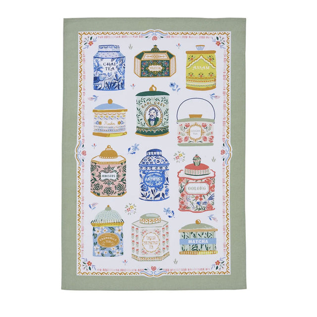 Ulster Weavers Tea Tins Illustration Cotton Tea Towel Full View