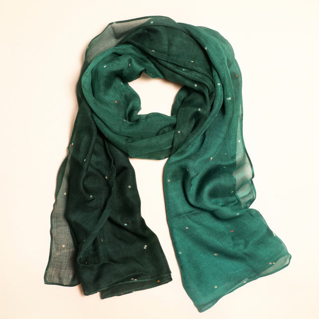 Lisa Angel Ombre Teal Dotted Summer Scarf Close Up