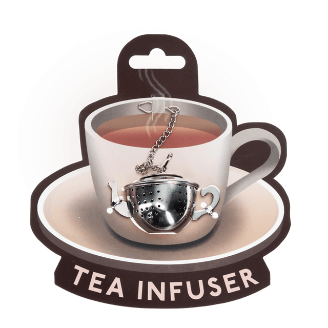 Tea Pot Shaped Stainless Steel Tea Infuser on Backing Card