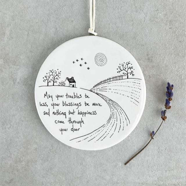 May Your Troubles Be Less Porcelain Hanging Decoration