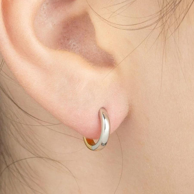 Two Tone Huggie Hoop Earrings