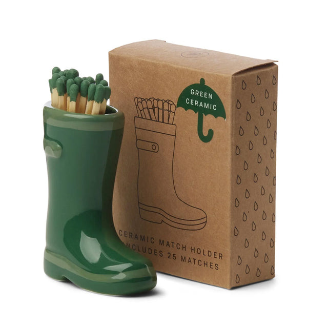 Green Wellington Boot Matches Holder