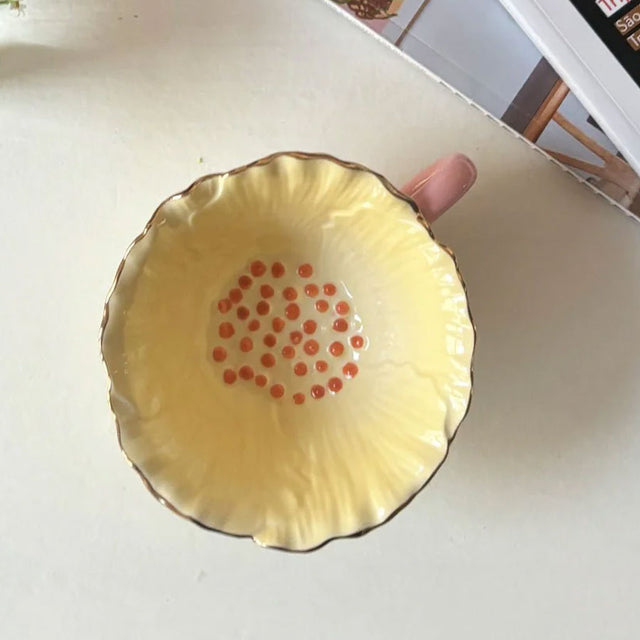House of Disaster Posy Yellow Tea Cup Inside View