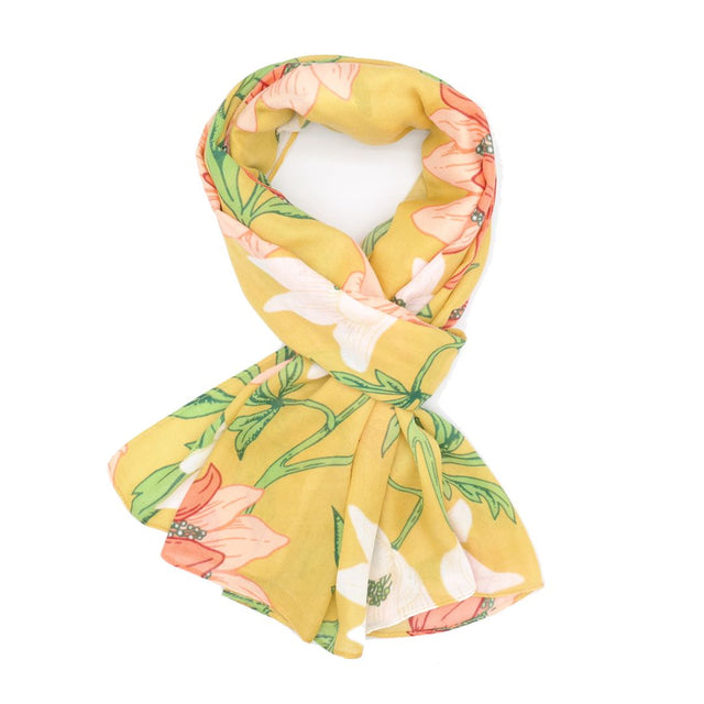 Yellow Floral Anemone Print Scarf