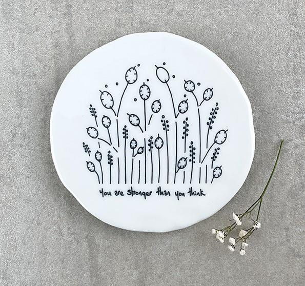 You are Stronger Tall Flowers Porcelain Coaster East of India