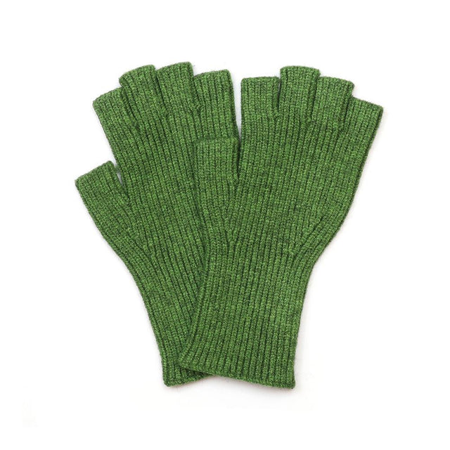 Green Ribbed Fingerless Gloves