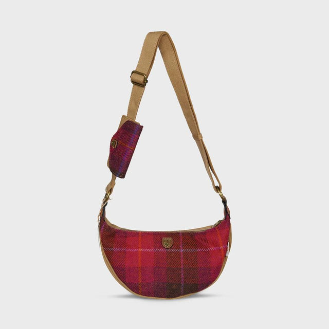 Harris Tweed Fuchsia Tartan Luna Cross Body Bag Full View