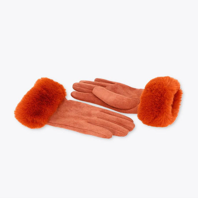 Burnt Orange Fur Edge Carla Gloves