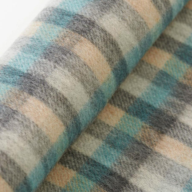 Beige, Green and Grey Islander Tartan Lambswool Scarf