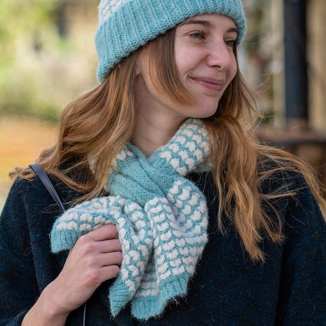 Duck Egg Scandi Heart Short Pull Through Scarf