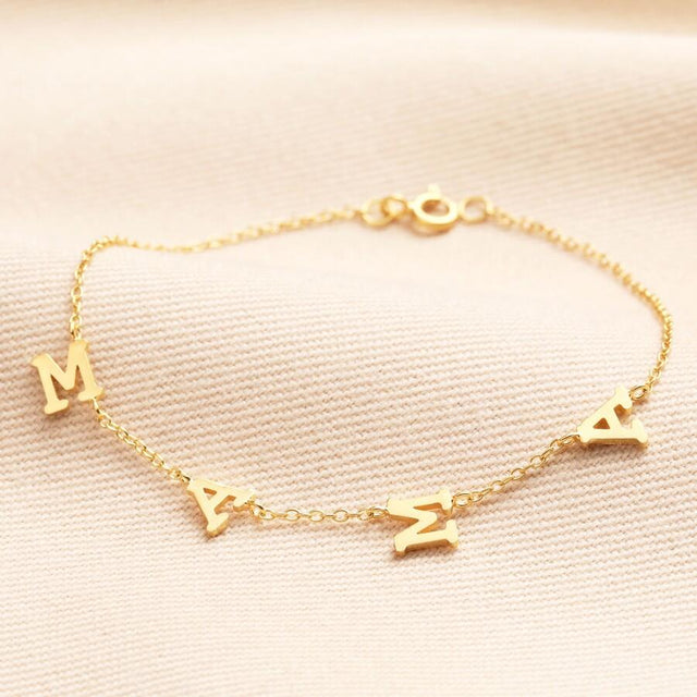 Lisa Angel Mama Letter Bracelet in Gold