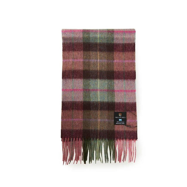Pink and Green Tartan Lambswool Scarf