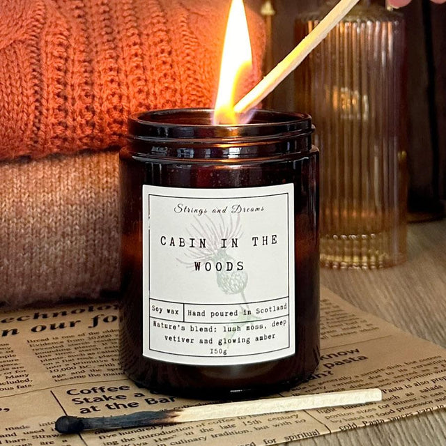 Strings & Dreams Cabin in the Woods Candle Jar