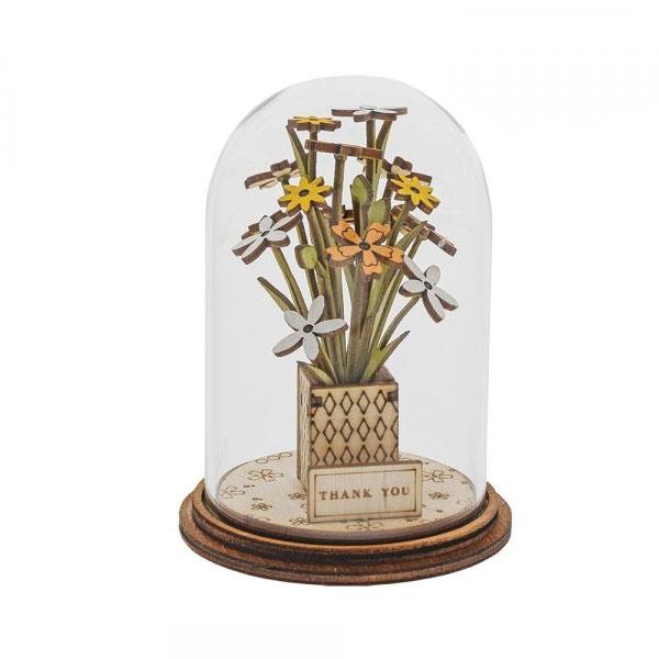 Thank You Flower Glass Dome Figurine