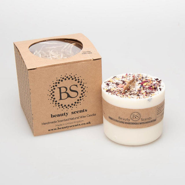 Large Jasmine Pillar Candle with Rose Petals with Gift Box