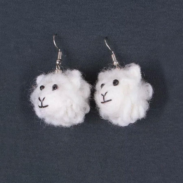 Sheep Head Wool Felt Earrings