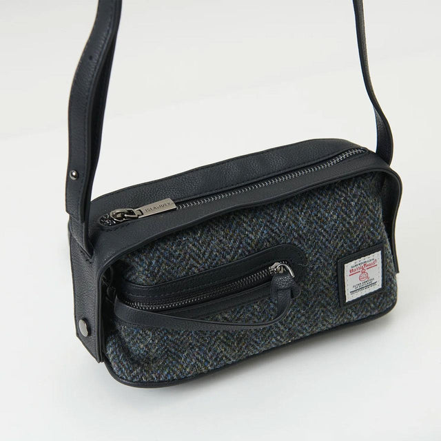 Harris Tweed The Harley Black and Grey Herringbone Cross Body Bag