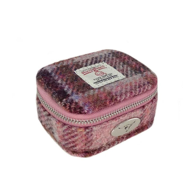 Harris Tweed Pink & Burgundy Check Shuna Jewellery Box