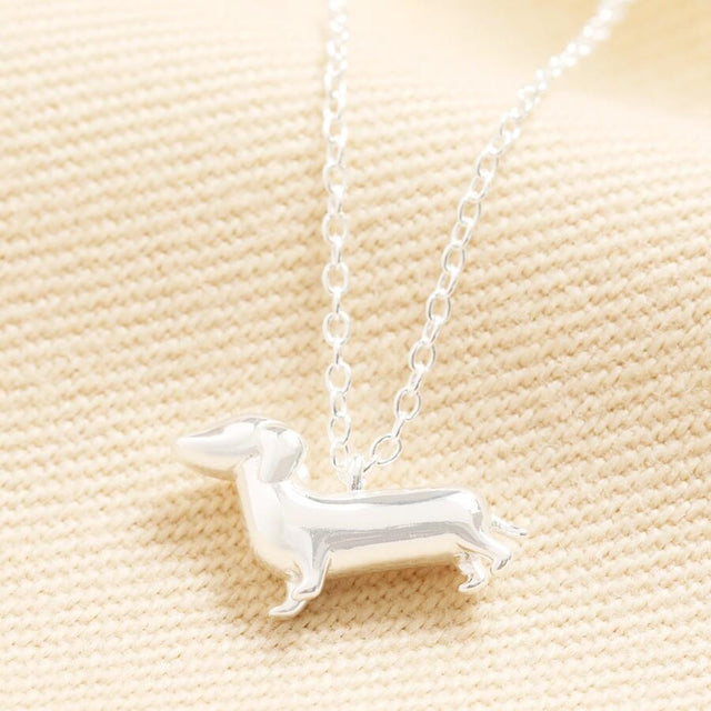 Sausage Dog Pendant Necklace in Silver
