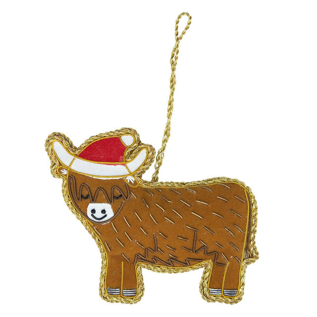 Sass and Belle Highland Cow Zari Hanging Decoration