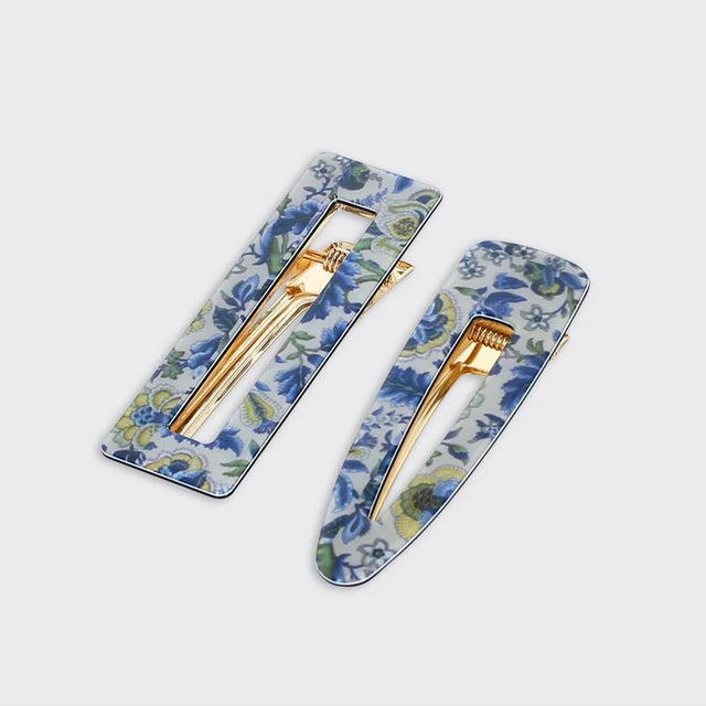 Blue Verity Floral Hair Clips Set