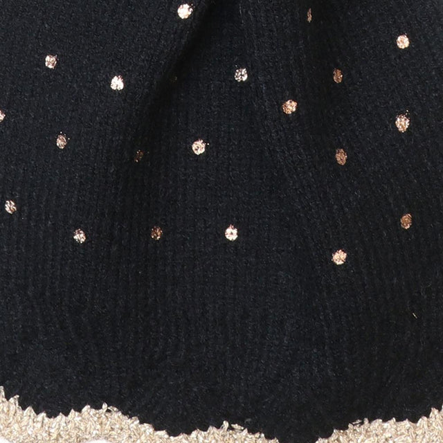 Black Metallic Spot Knit Pull Through Scarf