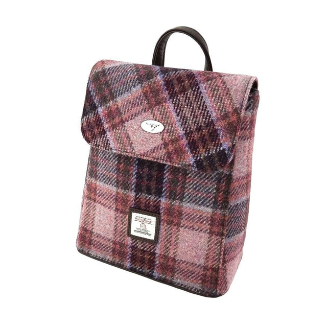 Harris Tweed Pink & Burgundy Check Tummel Mini Backpack