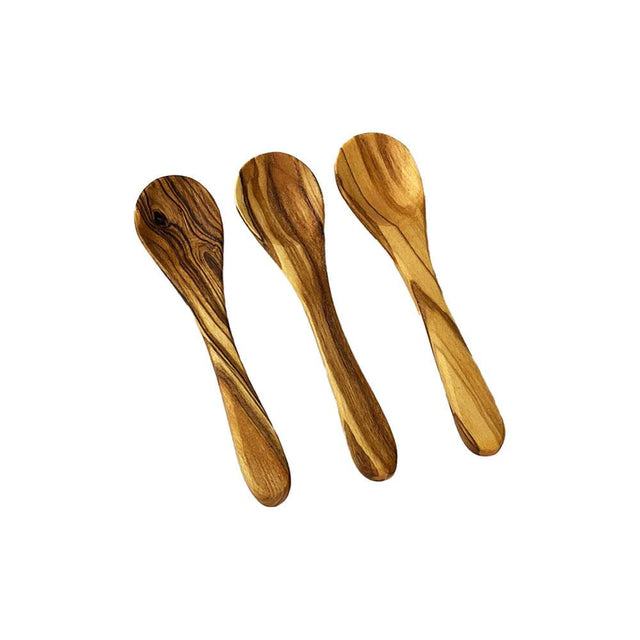 Olive Wood Mini Spoons Set Close Up
