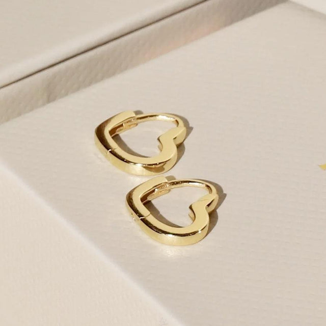 Gold Trip Gold Hollow Heart Mini Huggie Hoop Earrings