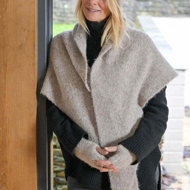 Oatmeal Marl Chunky Knit Triangle Scarf