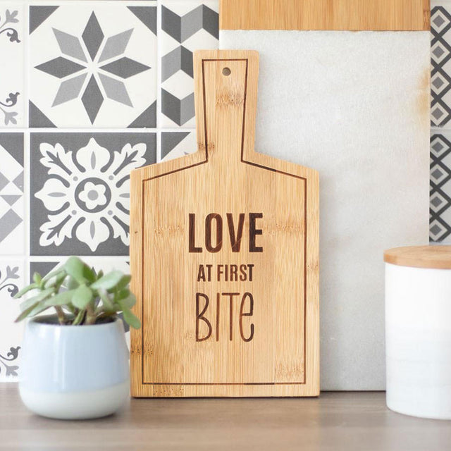 Love At First Bite Bamboo Serving Board