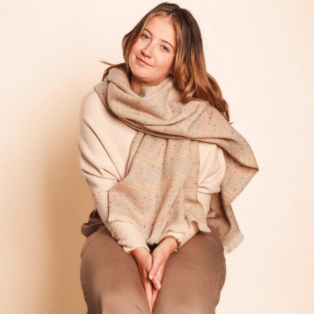 Speckled Cream Winter Scarf