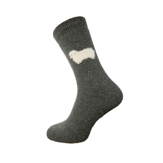 Dark Grey Fluffy Sheep Men's Socks