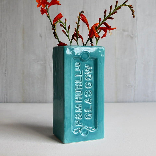Turquoise Glasgow Brick Vase
