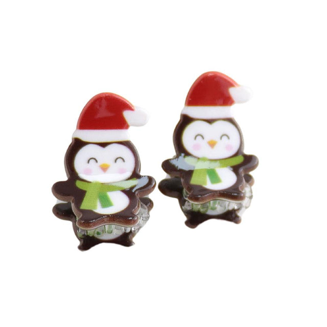 Winter Penguin Hair Claw Clip Set