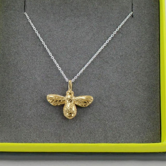 Gold Bumble Bee Pendant Necklace