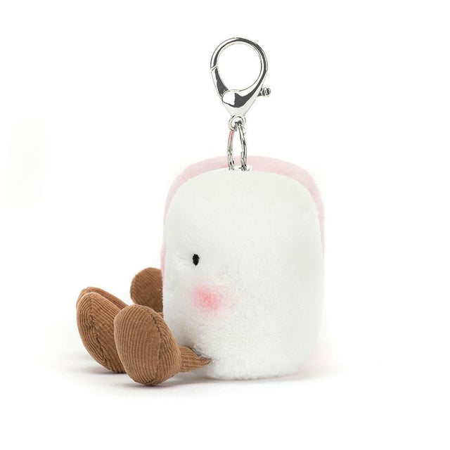 Jellycat Amuseables Pair of Marshmallows Bag Charm Side View Withe Marshmallow