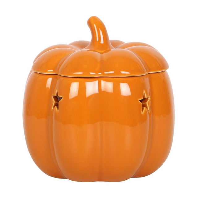 Orange Ceramic Autumn Pumpkin Oil and Wax Melt Burner Back Facing