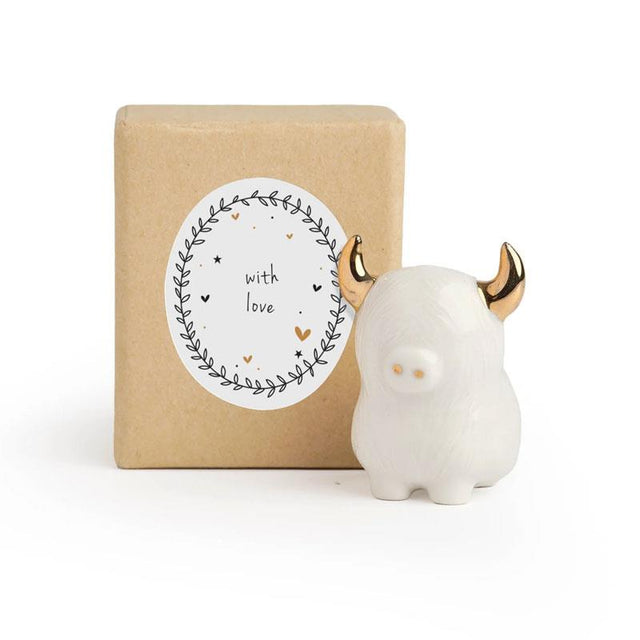 Highland Cow With Gold Horns Boxed Token