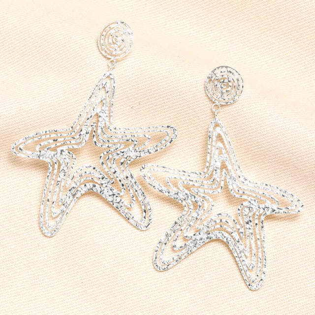 Starfish Drop Earrings in Silver